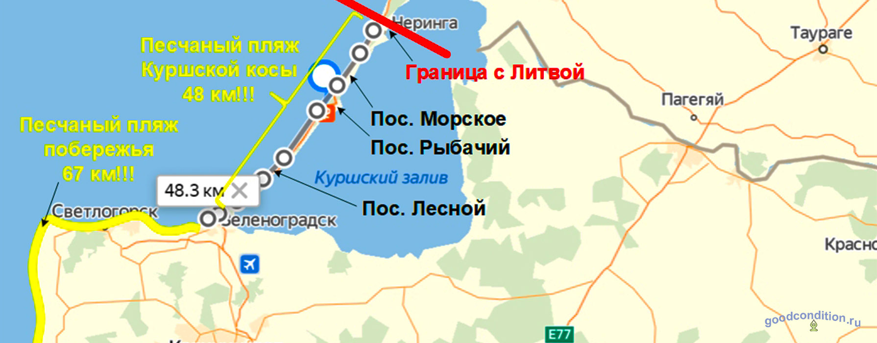 Протяженность пляжей Калининградской области